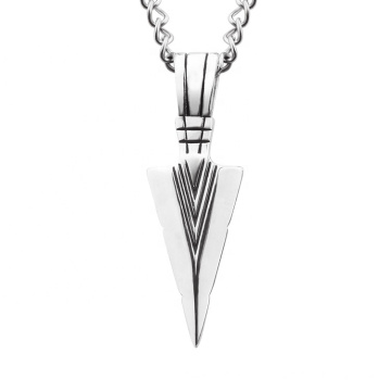 Vintage Style Steel Drop Shipping Triangle Jewelry Accessories Silver Arrow Pendant Necklace